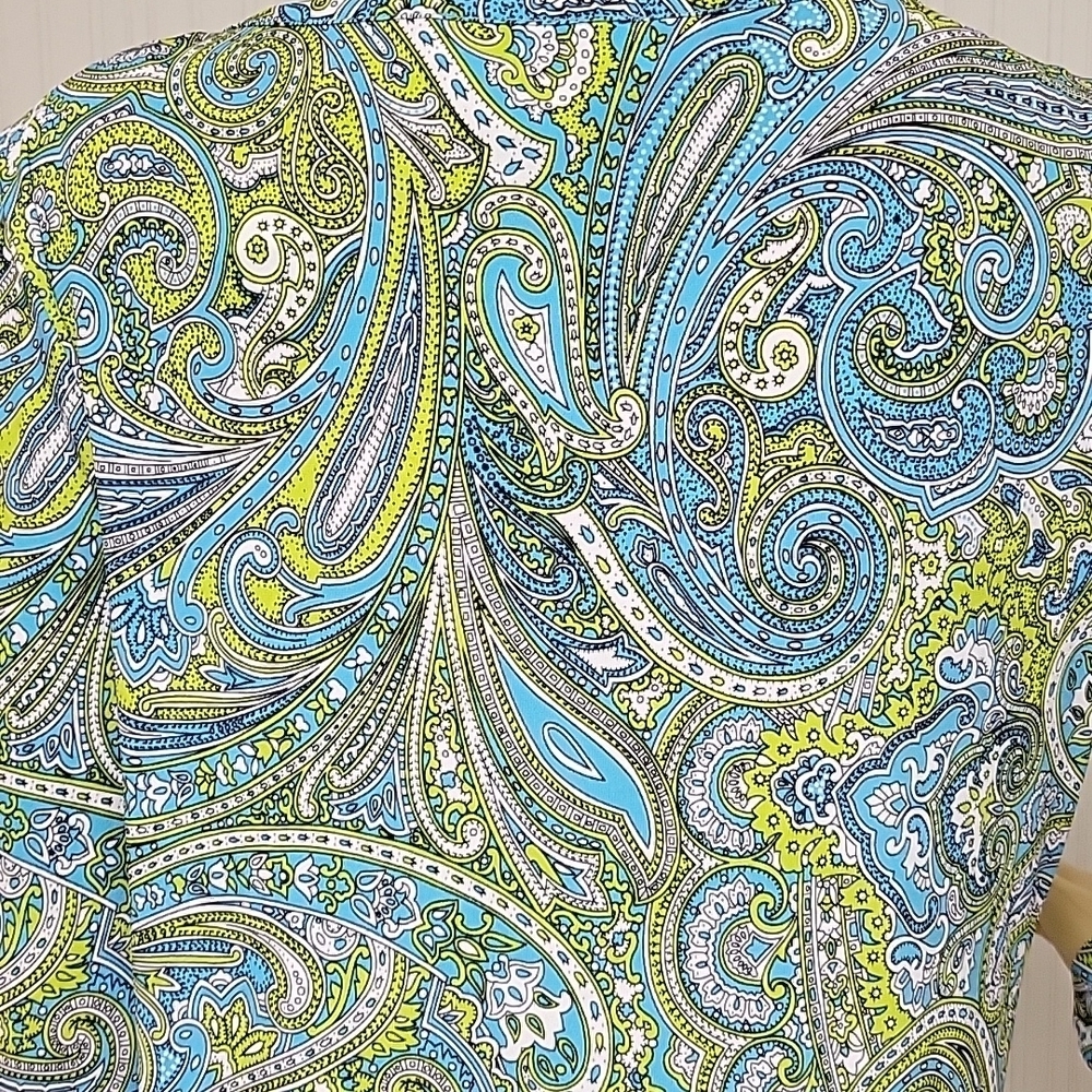 Michael Michael Kors paisley long sleeve dress women's med. blue green - Picture 4 of 6